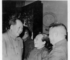 1960年4月，全国人民代表大会第二次会议时，毛泽东主席接见贺炳炎和志愿军特级战斗英雄黄继光的母亲邓芳芝。